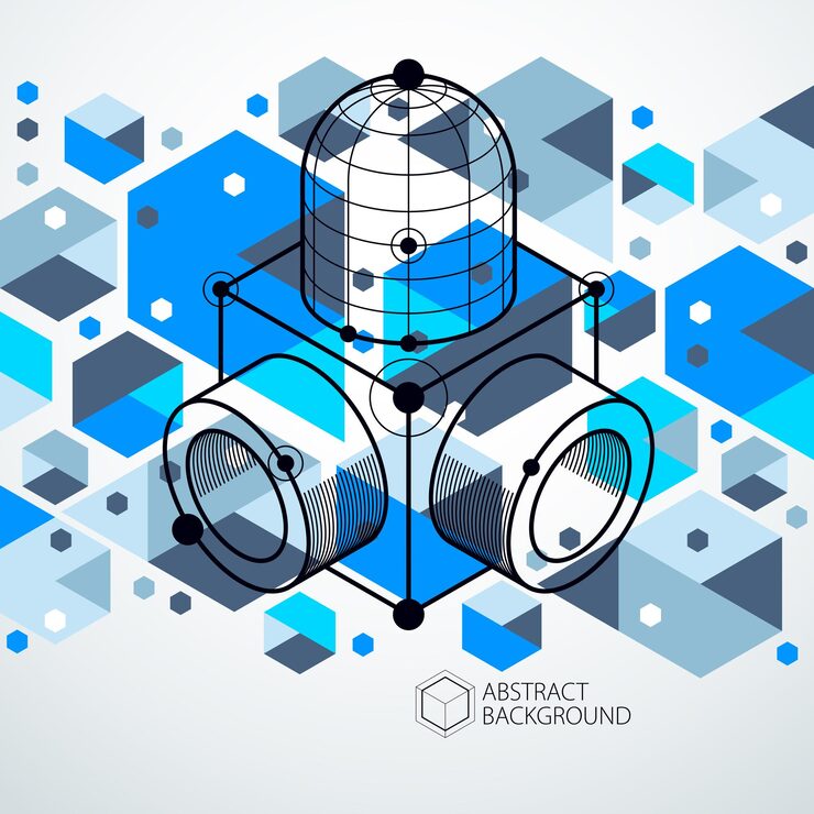 Vector 模擬圖案: 模擬方塊, 六角形, 方形, 矩形和不同抽象元素的布局.