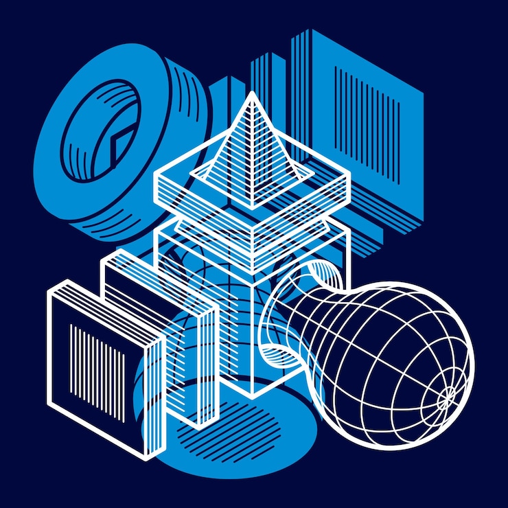 Vector isometric abstract vector dimensional shape, polygonal figure