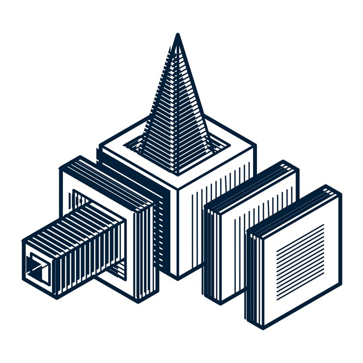 Vector isometric abstract vector dimensional shape, polygonal figure