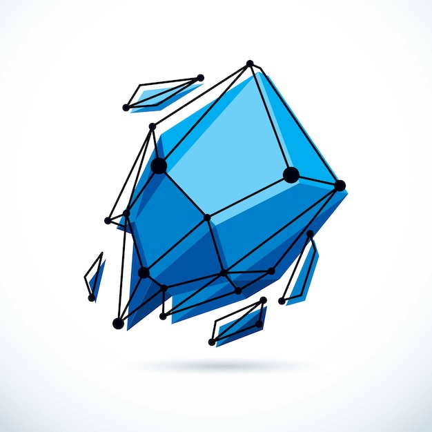 Isometric abstract vector low poly shape. Communication technologies modern illustration.