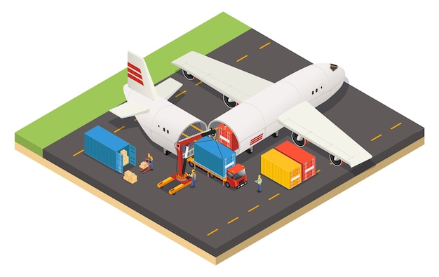 Vector isometric aircraft shipment process template