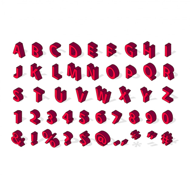 Isometric alphabet font isolated