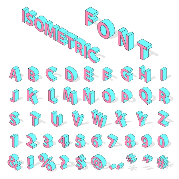 Isometric alphabet font