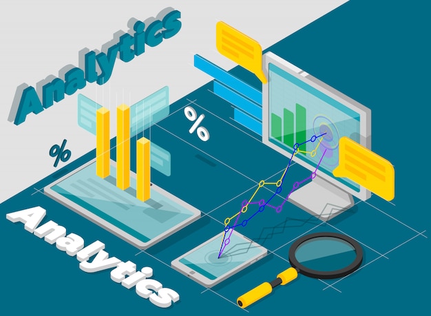 Isometric analytics illustration