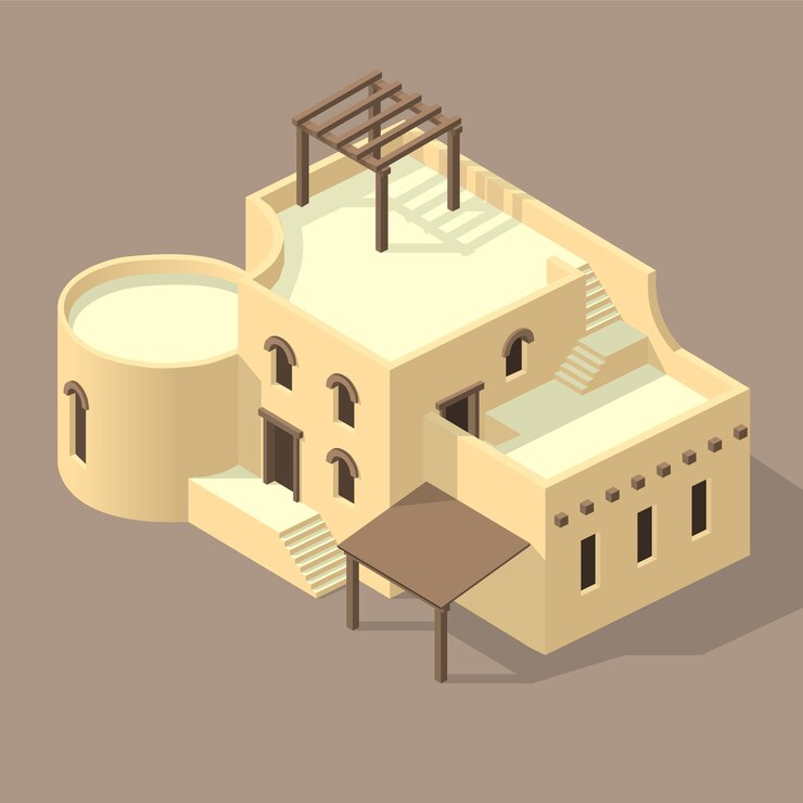 Vector isometric arab house