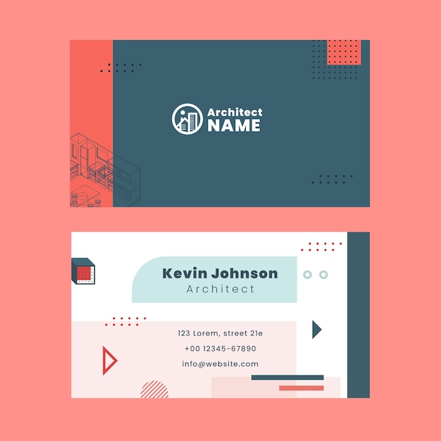 Vector isometric architecture project horizontal business card