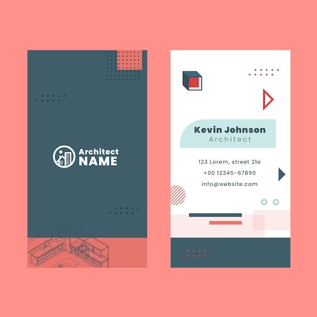 Vector isometric architecture project vertical business card