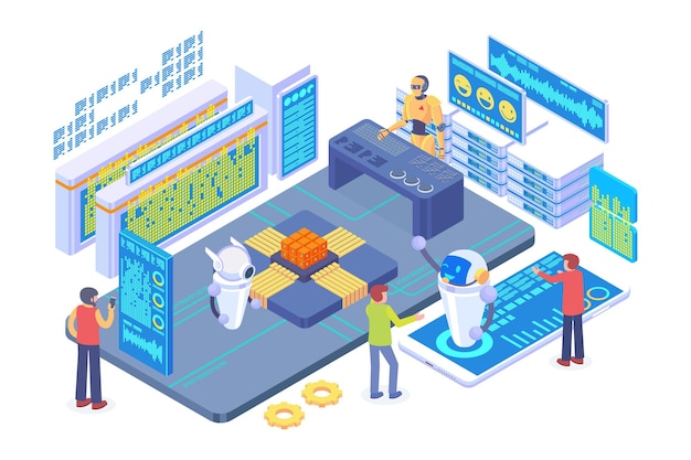 Isometric artificial intelligence as a service vector concept