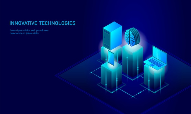 Isometric artificial intelligence business background