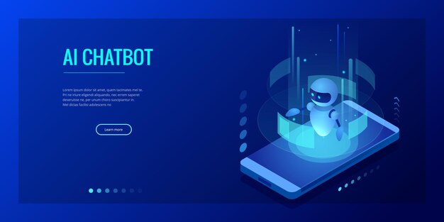 Intelligenza artificiale isometrica. chatbot e marketing futuro. concetto di intelligenza artificiale e business iot. servizio di aiuto di dialogo. illustrazione vettoriale.