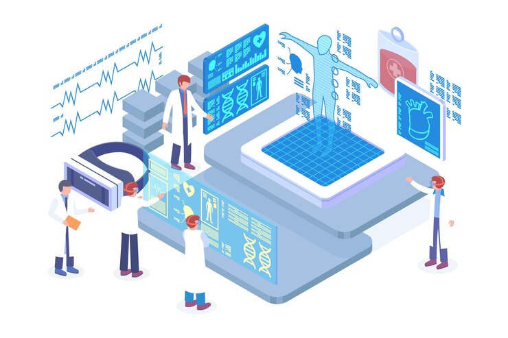 Vector isometric augmented reality diagnosis vector concept