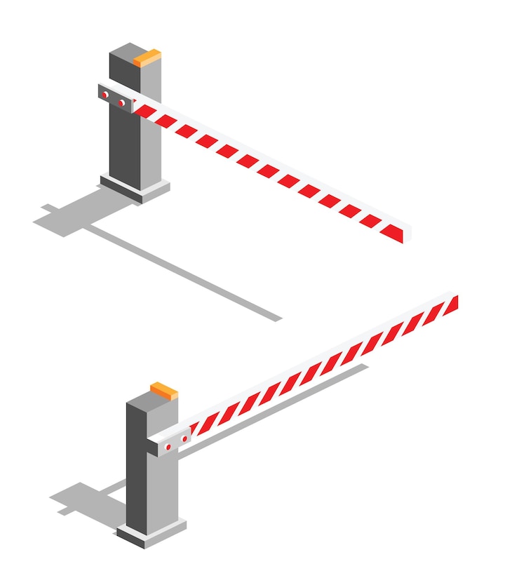 वेक्टर isometric automatic barrier icons set objects isolated on white
