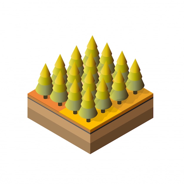 Vector isometric autumnal city