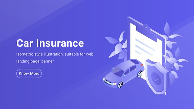 Isometric banner template for car insurance