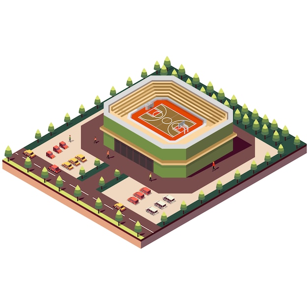 Isometric basketball court stadium