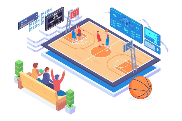 Vector isometric basketball match vector concept