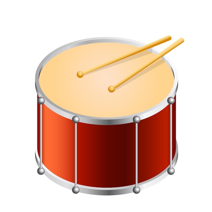 Vector isometric bass drum vector isolated on white. flat vector illustration