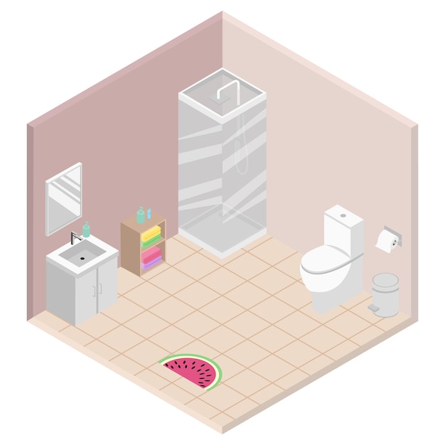 Isometric Bathroom with Shower