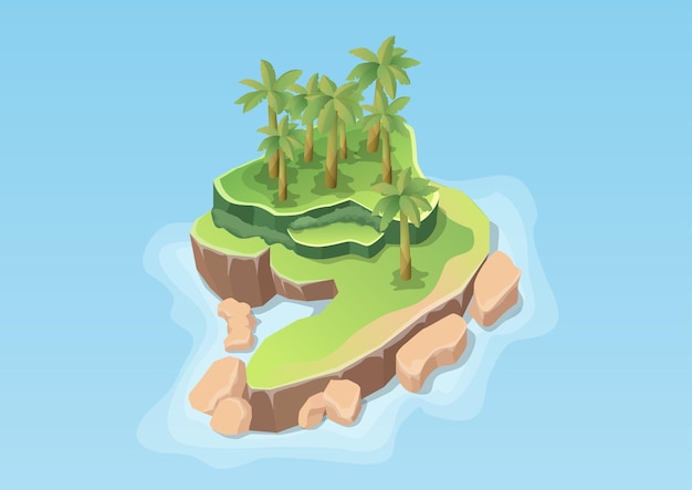 isometric beautiful tropical island