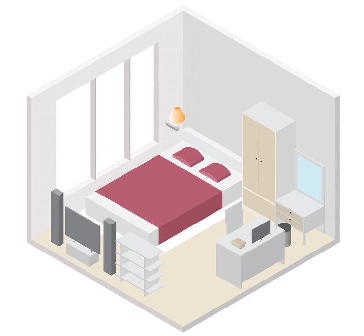Vector 아이소 메트릭 침실 아이콘