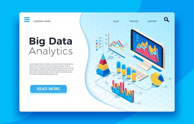 Isometric big data analytics. Analytical infographic statistic dashboard. 3d 