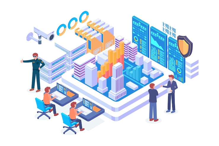 Vector isometric big data policing vector concept