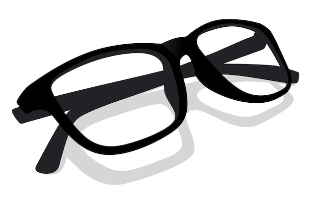 Isometric black glasses with shadow