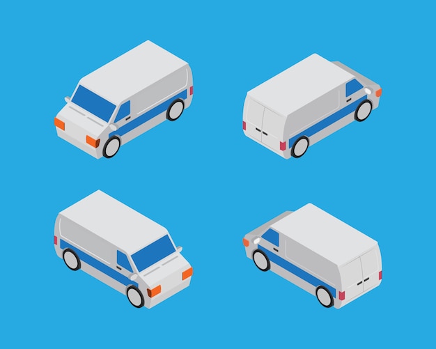 Isometric blind van classic vector