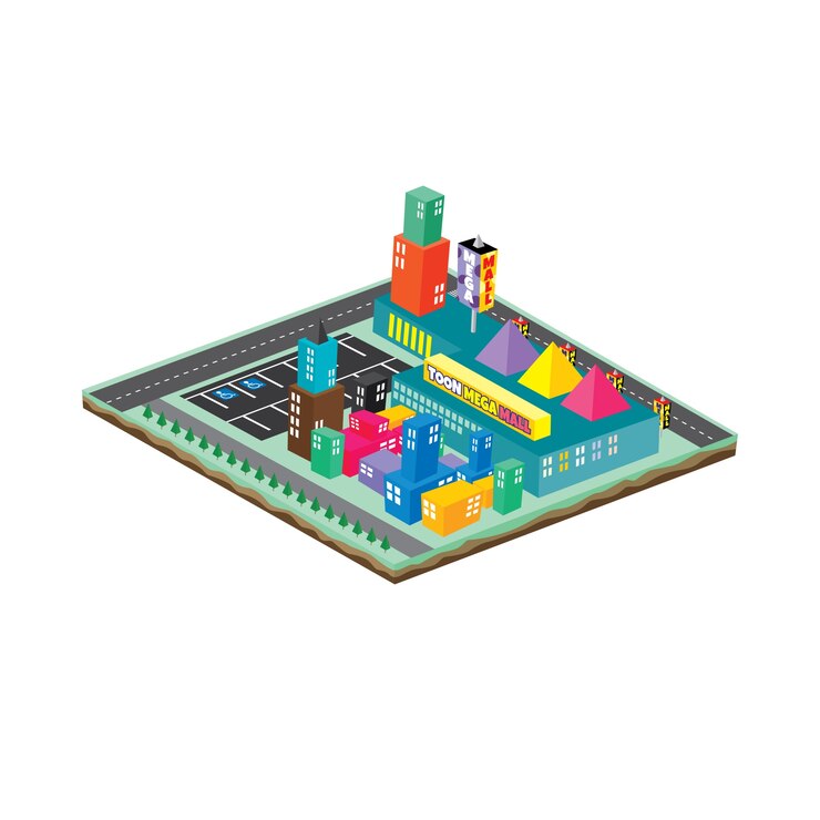 Vector isometric block cartoon world