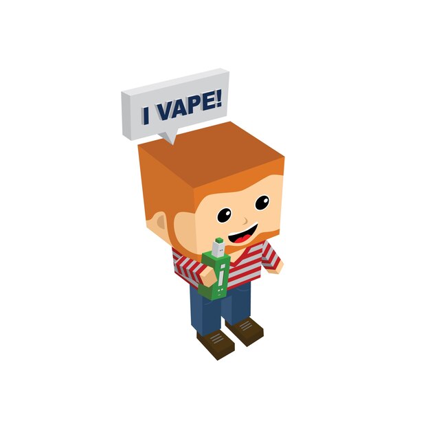 Isometric block electric cigarette guy personal vaporizer