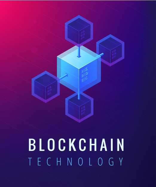 Isometric blockchain technology concept.