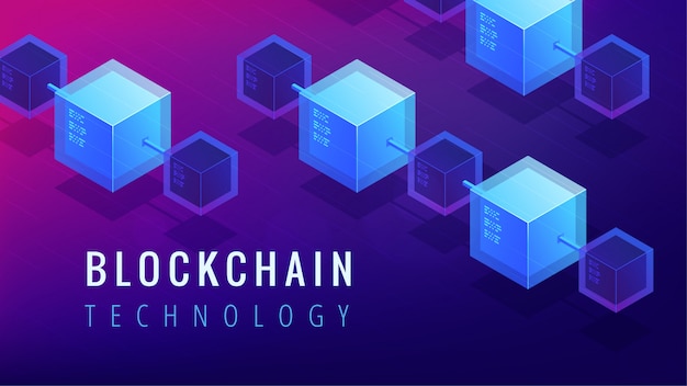 Isometric blockchain technology concept.