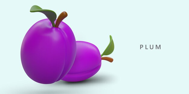 Isometric blue plums Fresh sweet natural dessert Purple ripe fruit