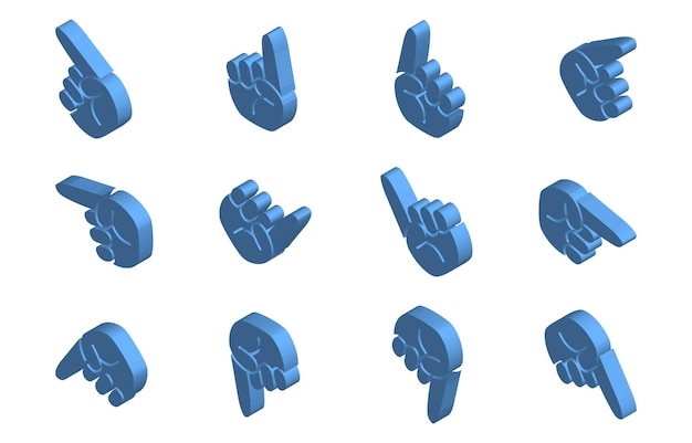 Vector isometric blue pointing icon set