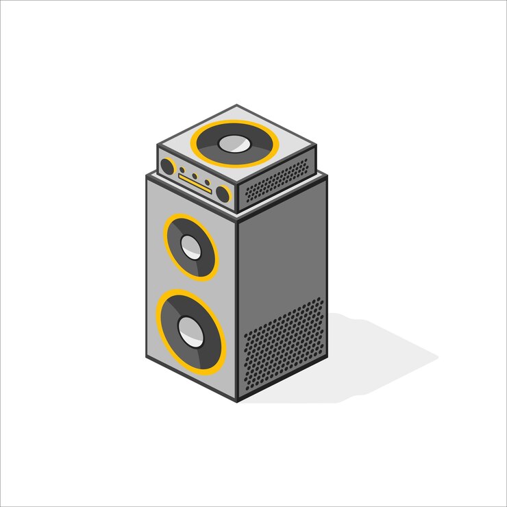 Isometric Bluetooth speaker audio map3 sound box vector and HD images