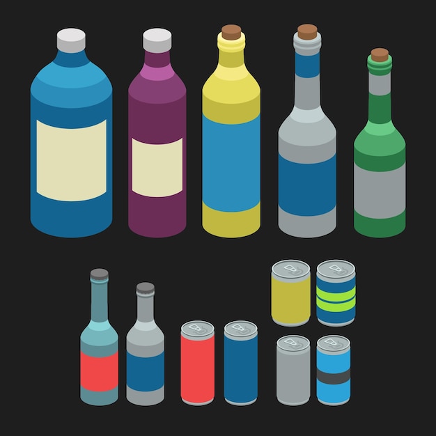 Isometric bottles and cans