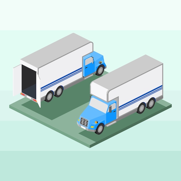 Vector isometric box trucks