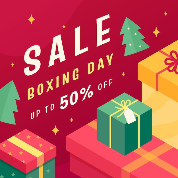 Vector isometric boxing day sale illustration