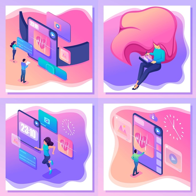 Isometric bright concepts of using different devices in different spheres of life