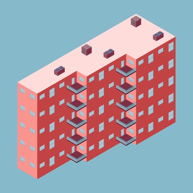 Vector isometric building in the city