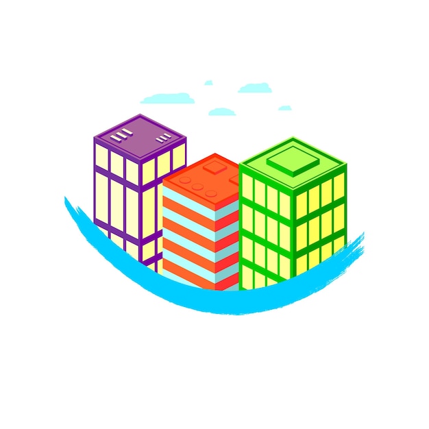 Isometric building icon graphic design template vector illustration