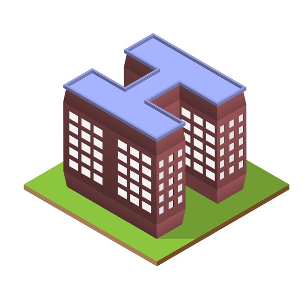 Isometric building letter H form