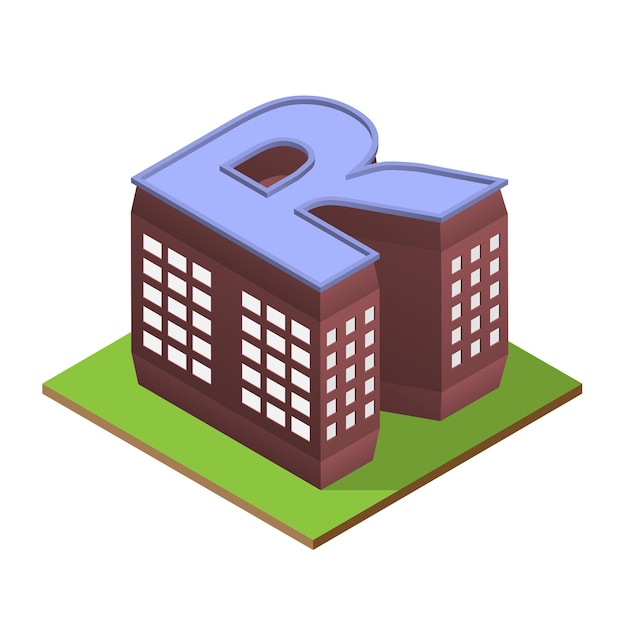 Isometric building letter R form