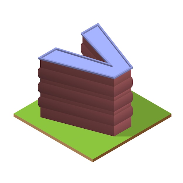 Isometric building letter V form