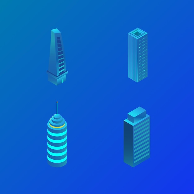 Vector isometric building premium vector