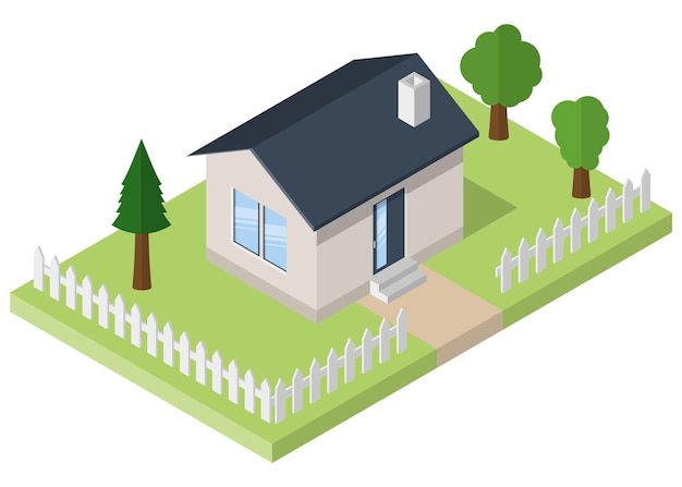 Vector isometric building residential house icon vector illustration