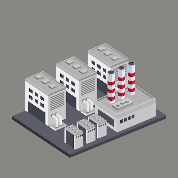 Vector isometric buildings and chimneys