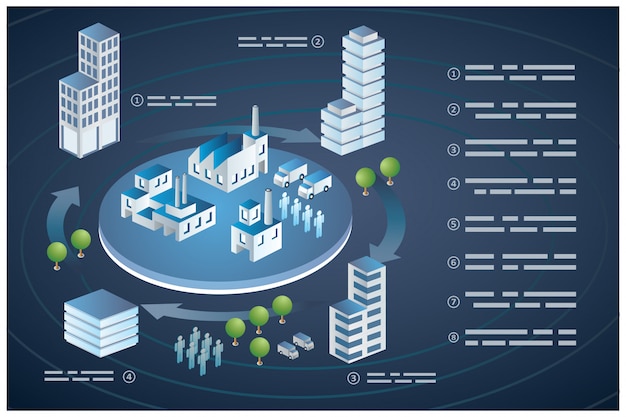 Vector isometric buildings city