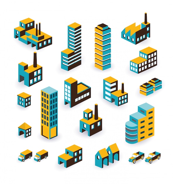 Vector isometric buildings