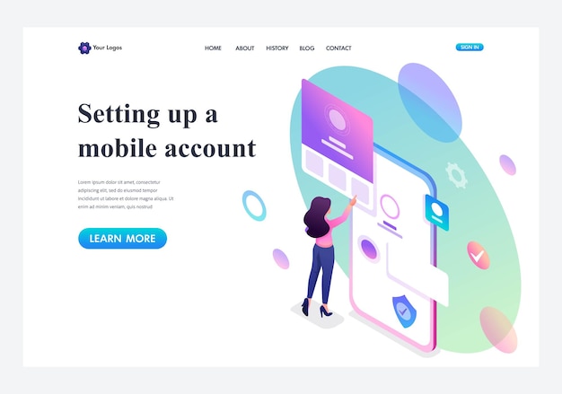 Isometric business Cooperation between companies and employees Template landing page